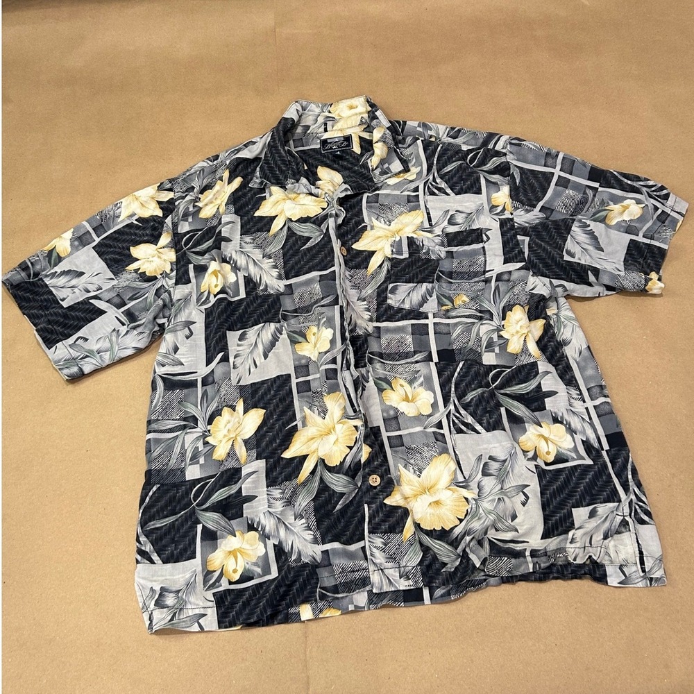 Bermuda Bay Multicolor Floral Silk Button Up Shirt Mens XL